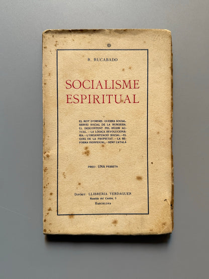 Socialisme espiritual, R. Rucabado - Librería Verdaguer, 1919