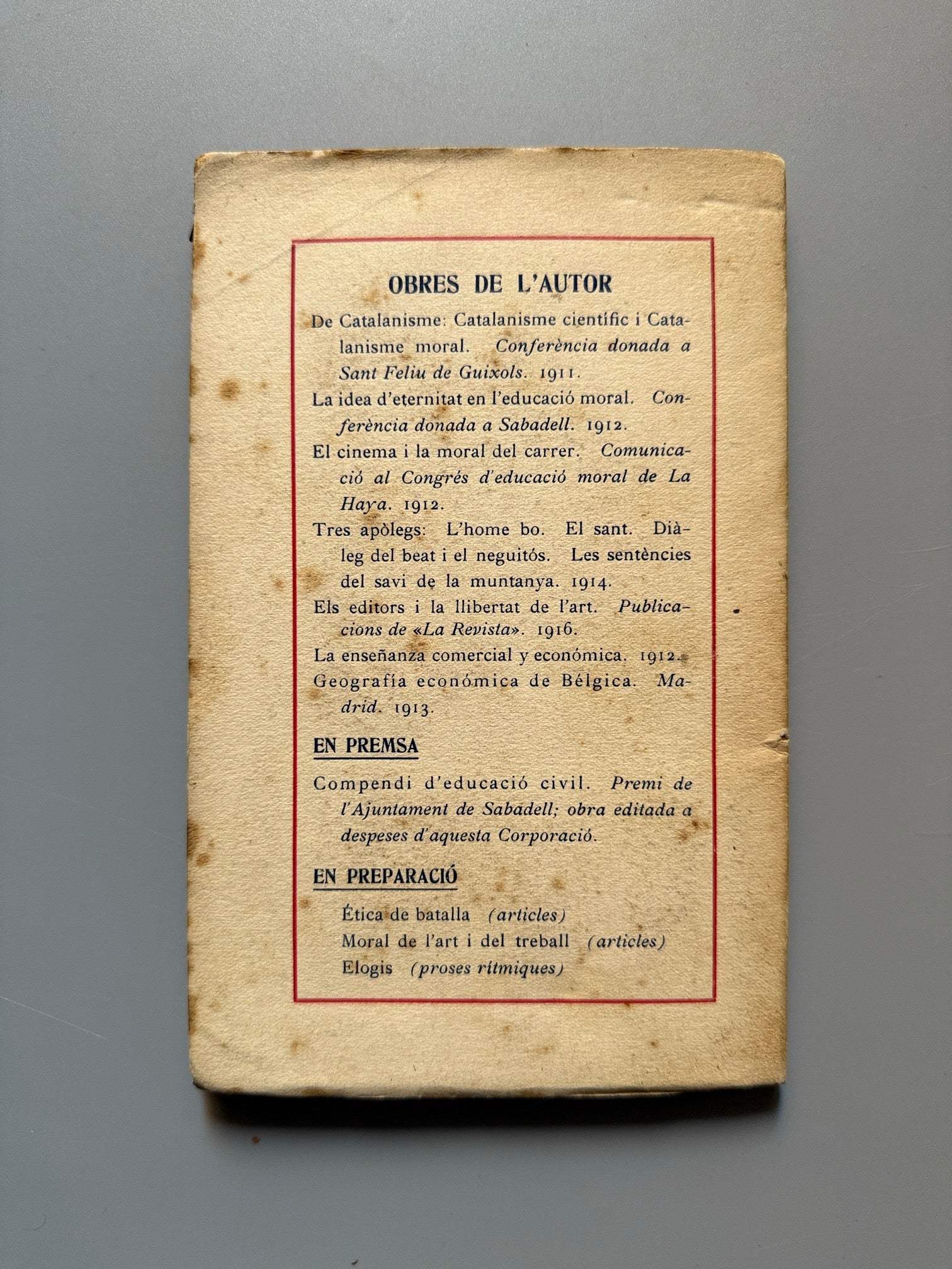 Libro de: Socialisme espiritual, R. Rucabado - Librería Verdaguer, 1919