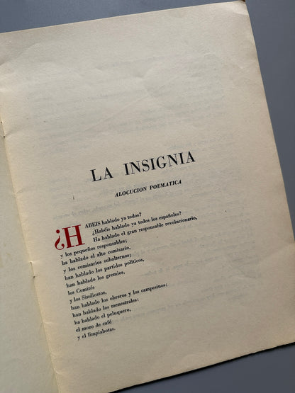 Libro de: La Insignia, León Felipe. Guerra Civil Española - Ediciones Insignia, 1938