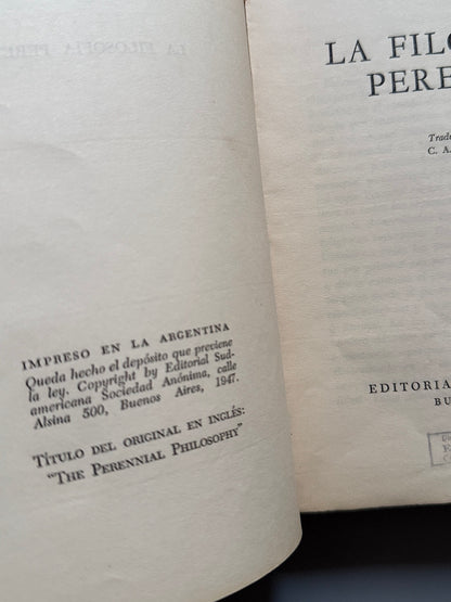 Libro de: La filosofía perenne, Aldous Huxley - Editorial Sudamericana, 1947