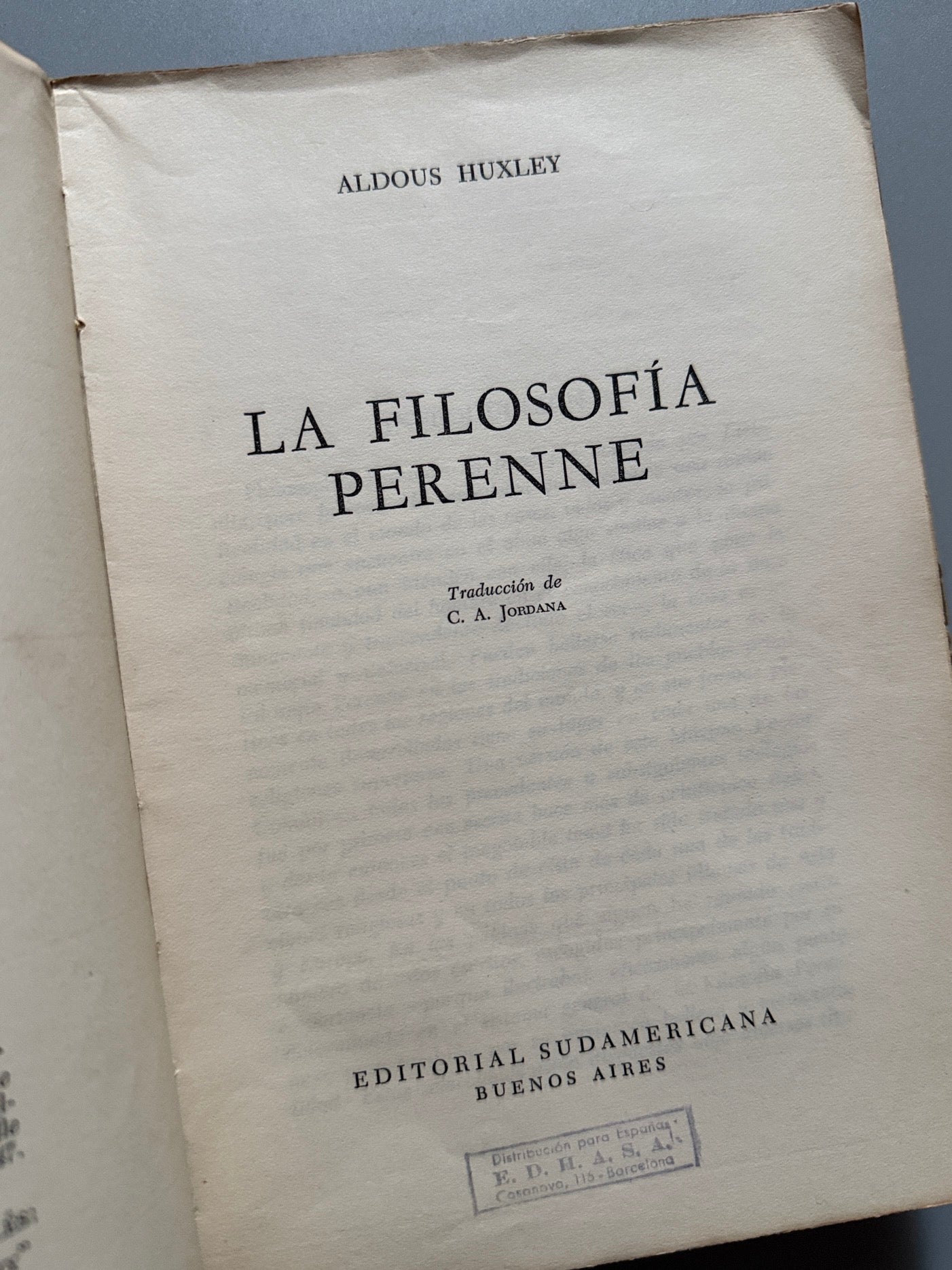 Libro de: La filosofía perenne, Aldous Huxley - Editorial Sudamericana, 1947