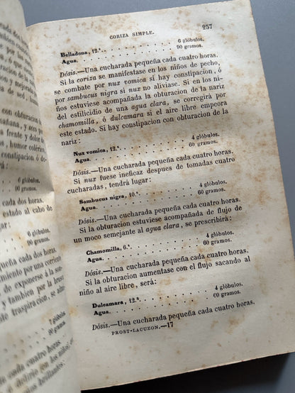 Libro de: Formulario patogénico usual. Guía homeopática, J. Prost-Lacuzon - Carlos Bailly-Bailliere, 1874