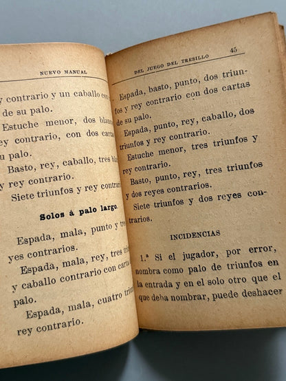 Libro de: Nuevo manual del juego del tresillo, A. G. Ch - Casa Editorial Saturnino Calleja, ca. 1900