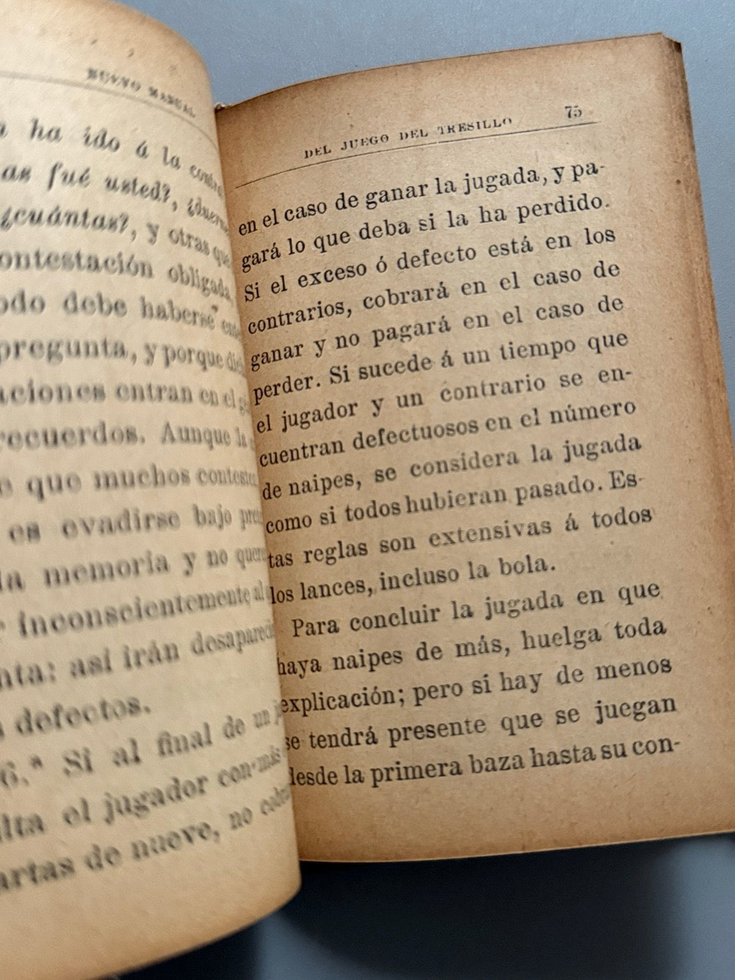 Libro de: Nuevo manual del juego del tresillo, A. G. Ch - Casa Editorial Saturnino Calleja, ca. 1900