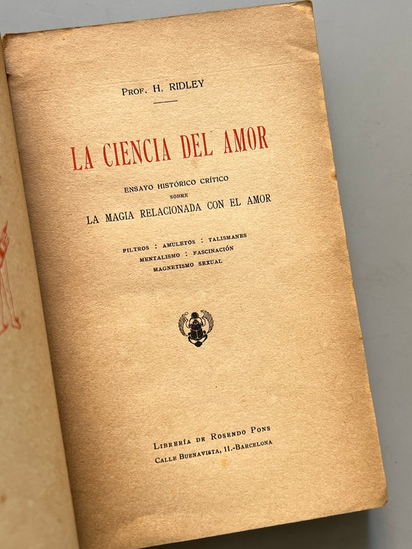 Libro de: La Ciencia Del Amor, H. Ridley - Librería De Rosendo Pons, Ca. 1925