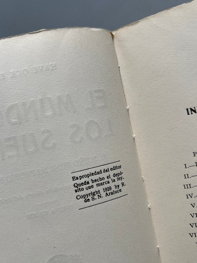 Libro de: El Mundo De Los Sueños, Havelock Ellis (Primera Edición) - Casa Editorial Araluce, 1929