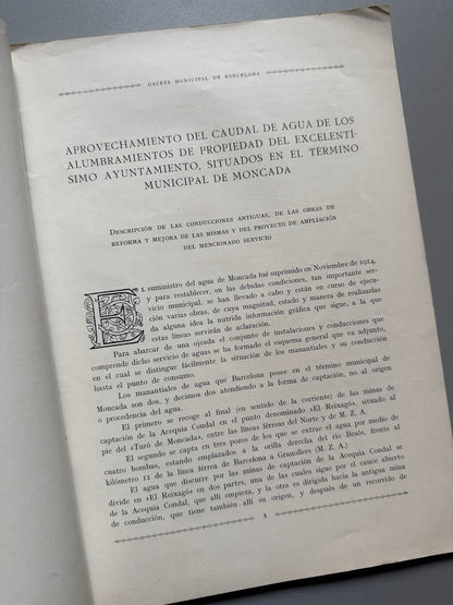 Libro de: Servicio Municipal de las aguas de Moncada - Gaceta Municipal de Barcelona, 1917