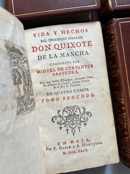 Libro de: Don Quixote De La Mancha - Miguel De Cervantes - P. Gosse Y A. Moetjens, 4 Tomos. La Haya. 1744