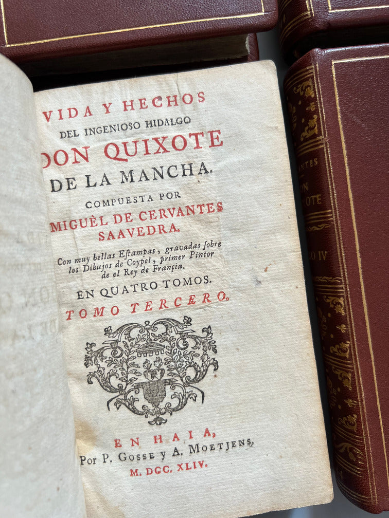 Libro de: Don Quixote De La Mancha - Miguel De Cervantes - P. Gosse Y A. Moetjens, 4 Tomos. La Haya. 1744