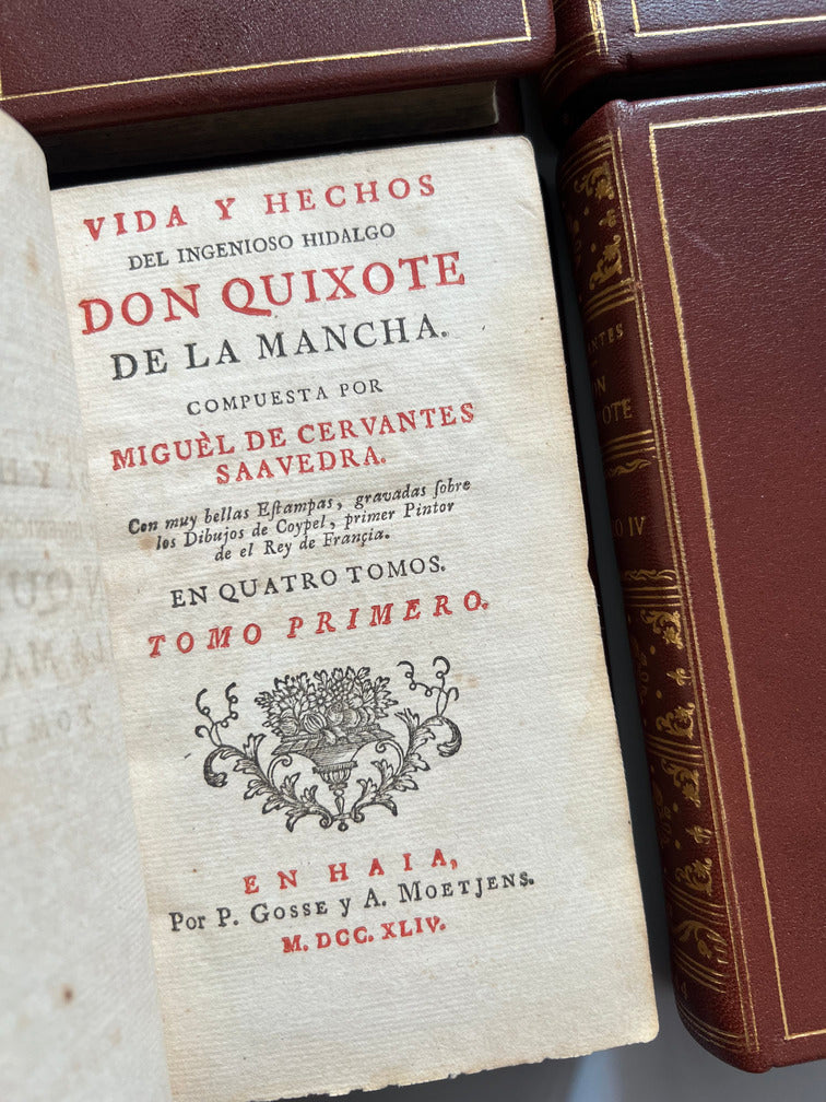 Libro de: Don Quixote De La Mancha - Miguel De Cervantes - P. Gosse Y A. Moetjens, 4 Tomos. La Haya. 1744