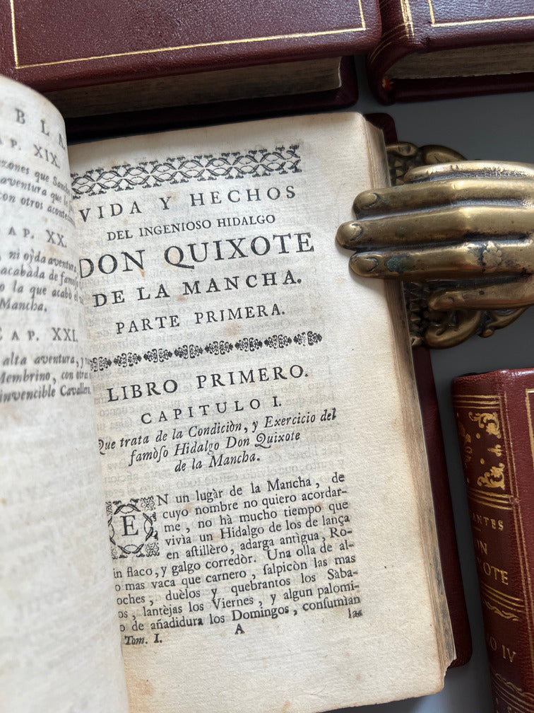 Libro de: Don Quixote De La Mancha - Miguel De Cervantes - P. Gosse Y A. Moetjens, 4 Tomos. La Haya. 1744