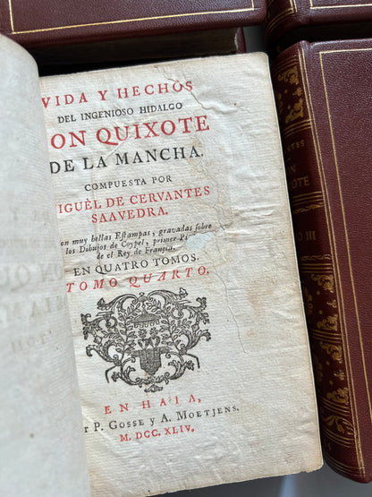 Libro de: Don Quixote De La Mancha - Miguel De Cervantes - P. Gosse Y A. Moetjens, 4 Tomos. La Haya. 1744