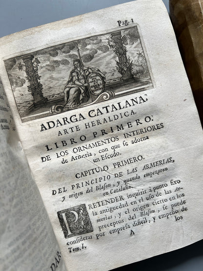 Libro de: Adarga Catalana, Arte Heraldica - Francisco Xavier De Garma - Imprenta De Mauro Martí, 1753, 2 Tomos