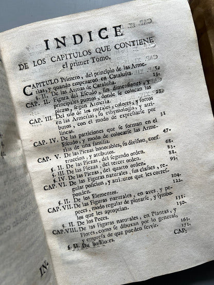 Libro de: Adarga Catalana, Arte Heraldica - Francisco Xavier De Garma - Imprenta De Mauro Martí, 1753, 2 Tomos