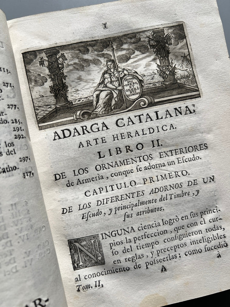 Libro de: Adarga Catalana, Arte Heraldica - Francisco Xavier De Garma - Imprenta De Mauro Martí, 1753, 2 Tomos