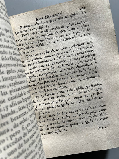 Libro de: Adarga Catalana, Arte Heraldica - Francisco Xavier De Garma - Imprenta De Mauro Martí, 1753, 2 Tomos