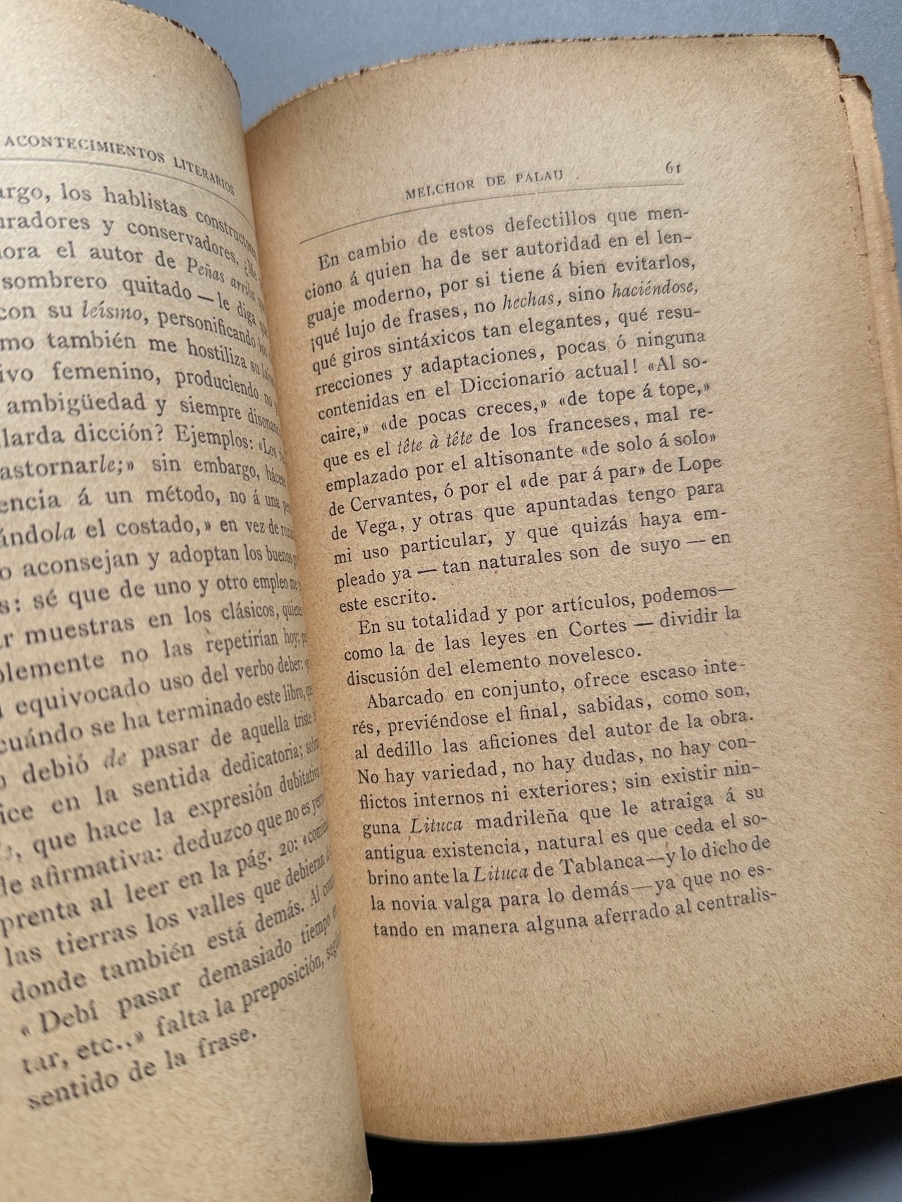 Libro de: Acontecimientos literarios. Impresiones y notas bibliográficas 1895, Melchor de Palau - Madrid, 1896