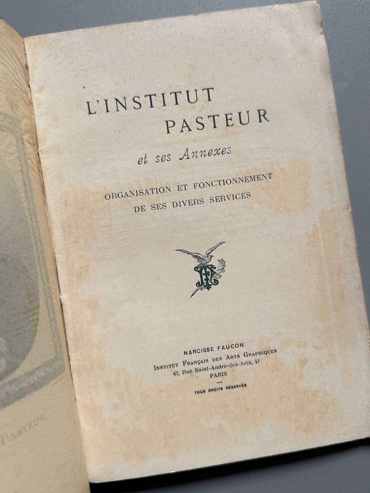 Libro de: L'Institut Pasteur et ses annexes - Narcisse Faucon, ca. 1895