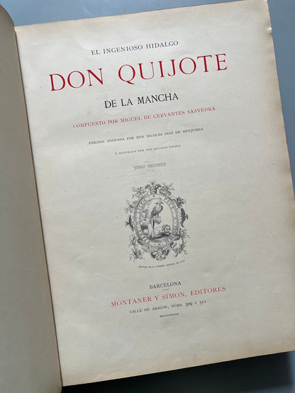 Libro de: Don Quijote De La Mancha - Miguel De Cervantes - Montaner Y Simón, 2 Tomos. 1880- 1883