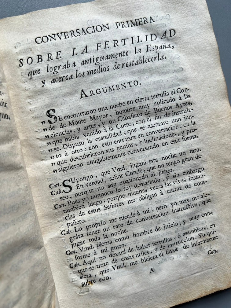 Libro de: Agricultura . Conversaciones Instructivas - Doctor Francisco Vidal - Imprenta Sancha. 1778