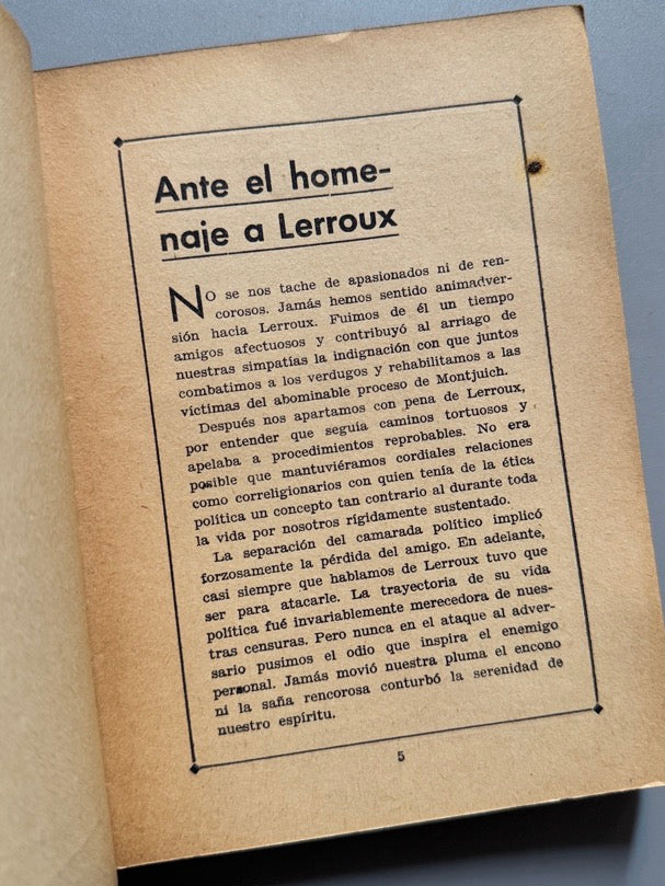 Libro de: El peor enemigo de la república, Jaime Claramunt - Talleres gráficos Esparza, 1934