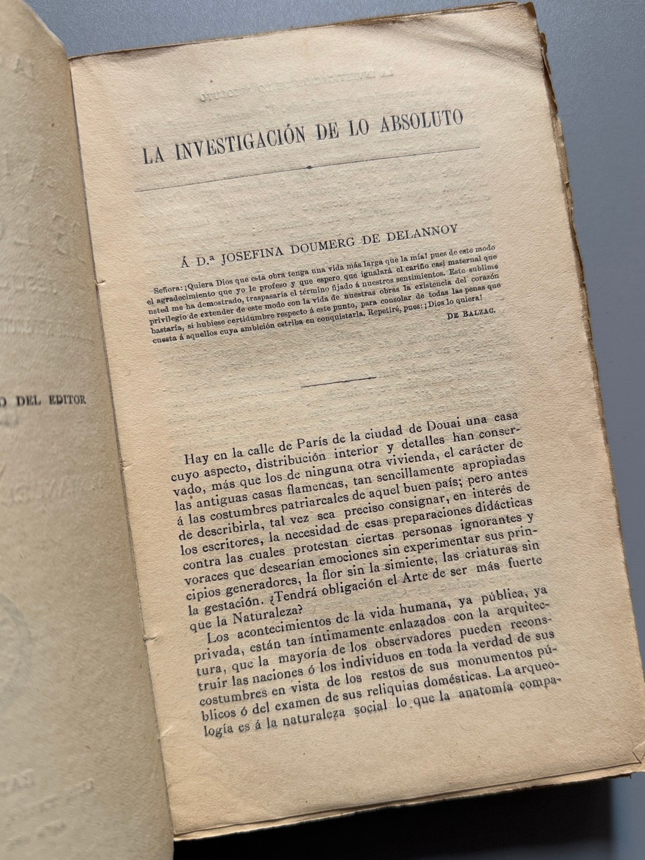 Libro de: La investigación de lo absoluto, Honoré de Balzac - Luis Tasso Editor, ca. 1910