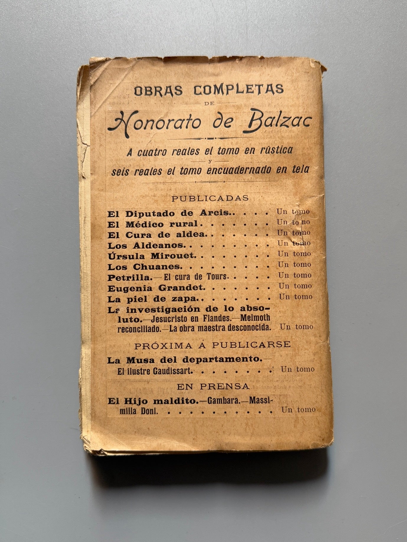 Libro de: La investigación de lo absoluto, Honoré de Balzac - Luis Tasso Editor, ca. 1910