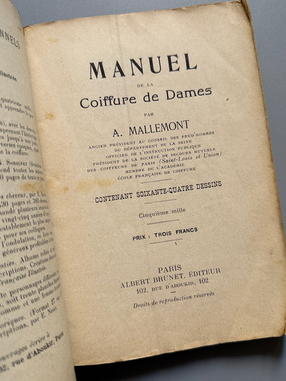 Libro de: Manuel de la Coiffure de Dames, A. Mallemont - Albert Brunet Éditeur