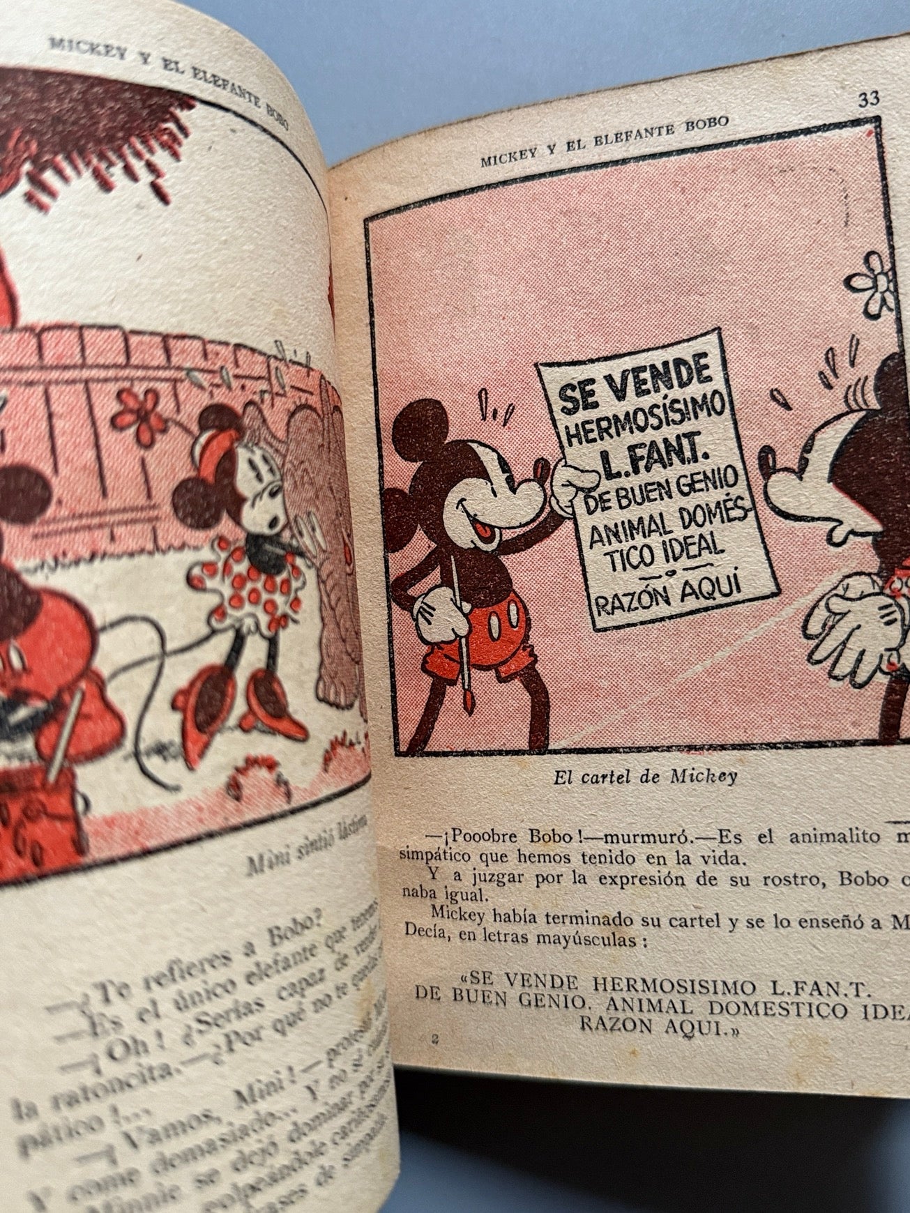 Libro de: Mickey y el elefante bobo, Walt Disney (primera edición) - Editorial Molino, 1936