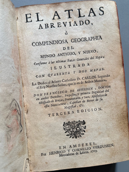 El atlas abreviado, Francisco de Afferden. 42 mapas a color - Henrico y Cornelio Verdussen, 1709