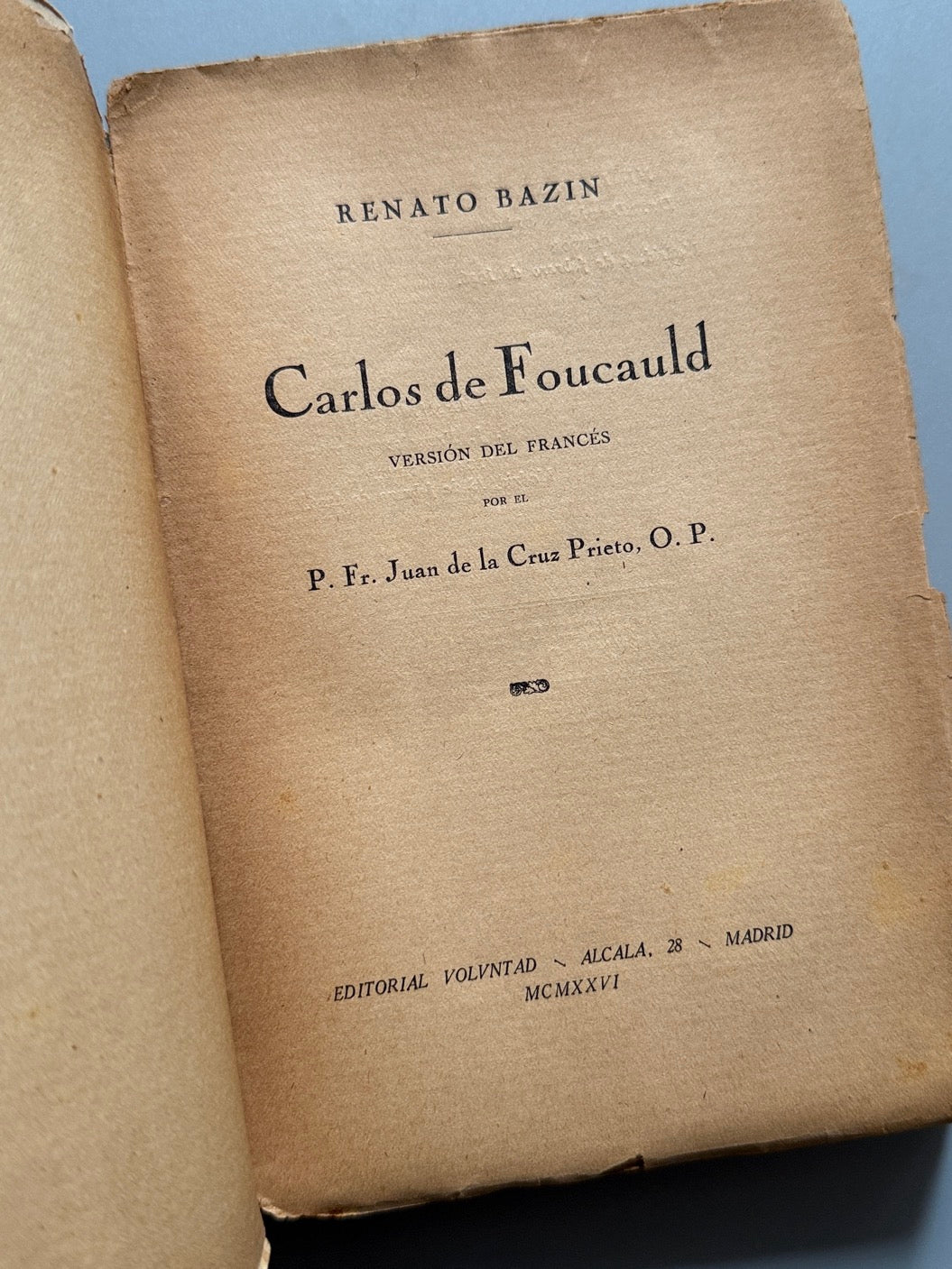 Libro de: Carlos de Foucauld, Renato Bazin - Editorial Voluntad, 1926