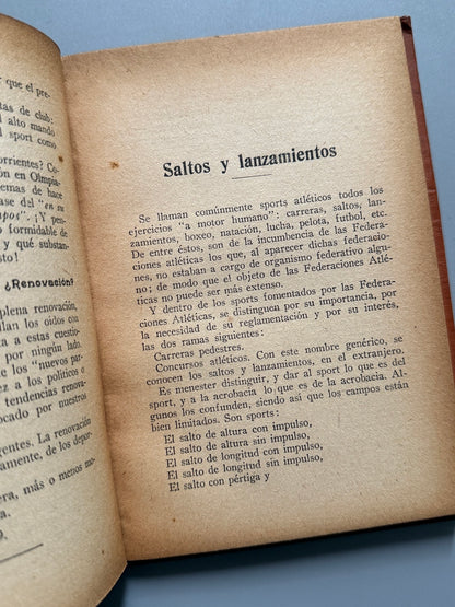 Libro de: Concursos atléticos, Manuel Orbea y Biardeau - Librería Sintes. Los Sports, ca. 1920