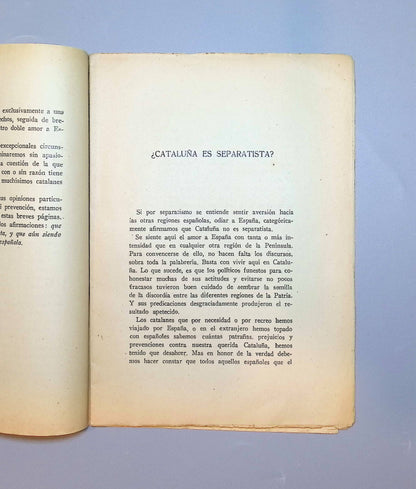 Libro de: ¿Cataluña es separatista?, Jorge Vilallonga - Tipografía Cataluña, 1925