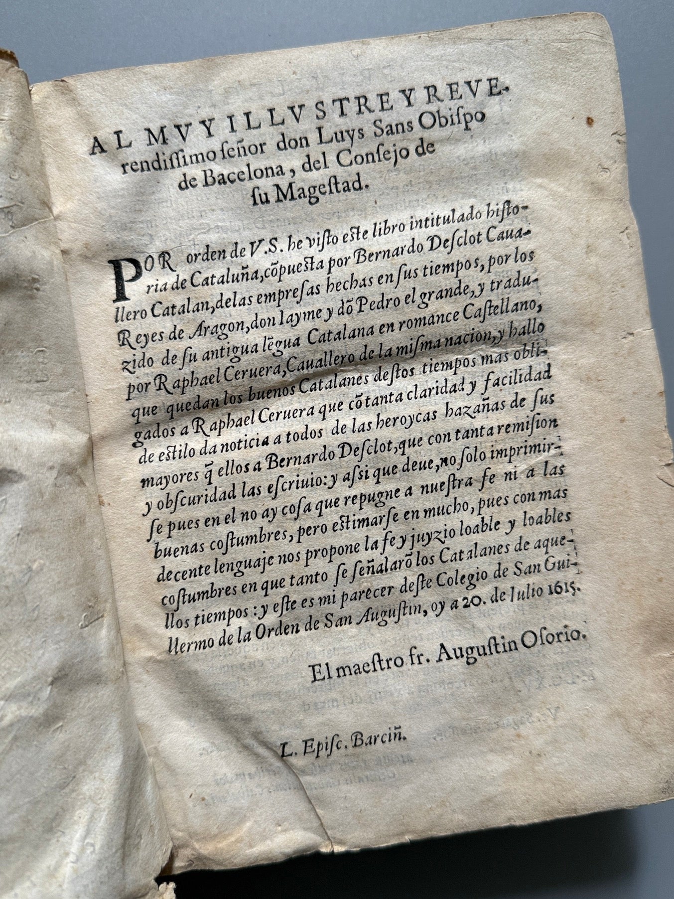 Libro de: Historia de Cataluña, Bernardo Desclot - Casa Sebastián de Cormellas, 1616