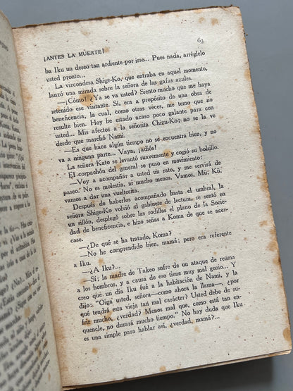 Libro de: ¡antes La Muerte!, Tokutomi Kenjiro - Librería Y Editorial Rivadeneyra, Ca. 1920