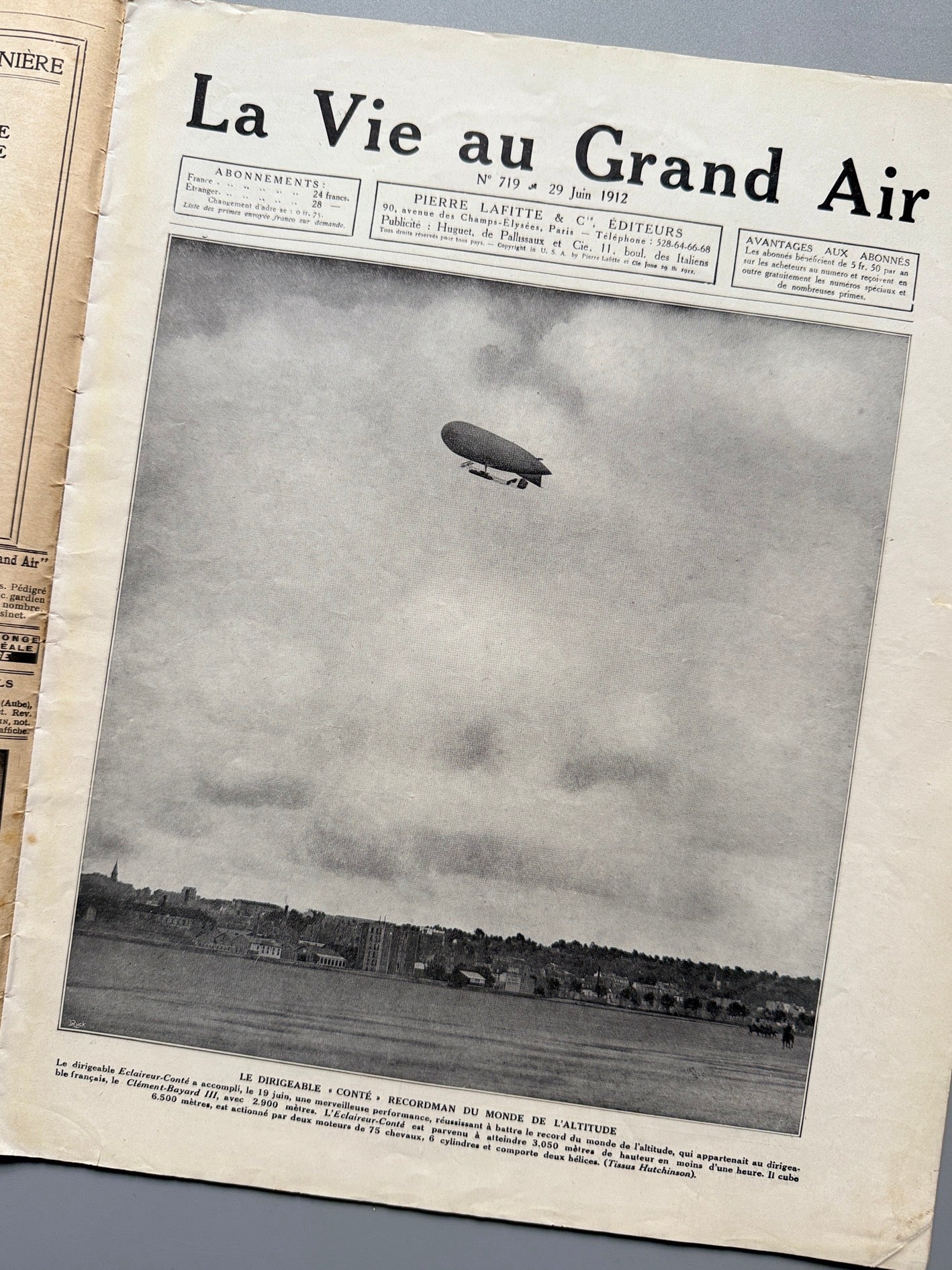 Libro de: Vie au grand air, numéro exceptionnel nº719 - Pierre Lafitte & Cie Éditeurs, 29 de junio de 1912