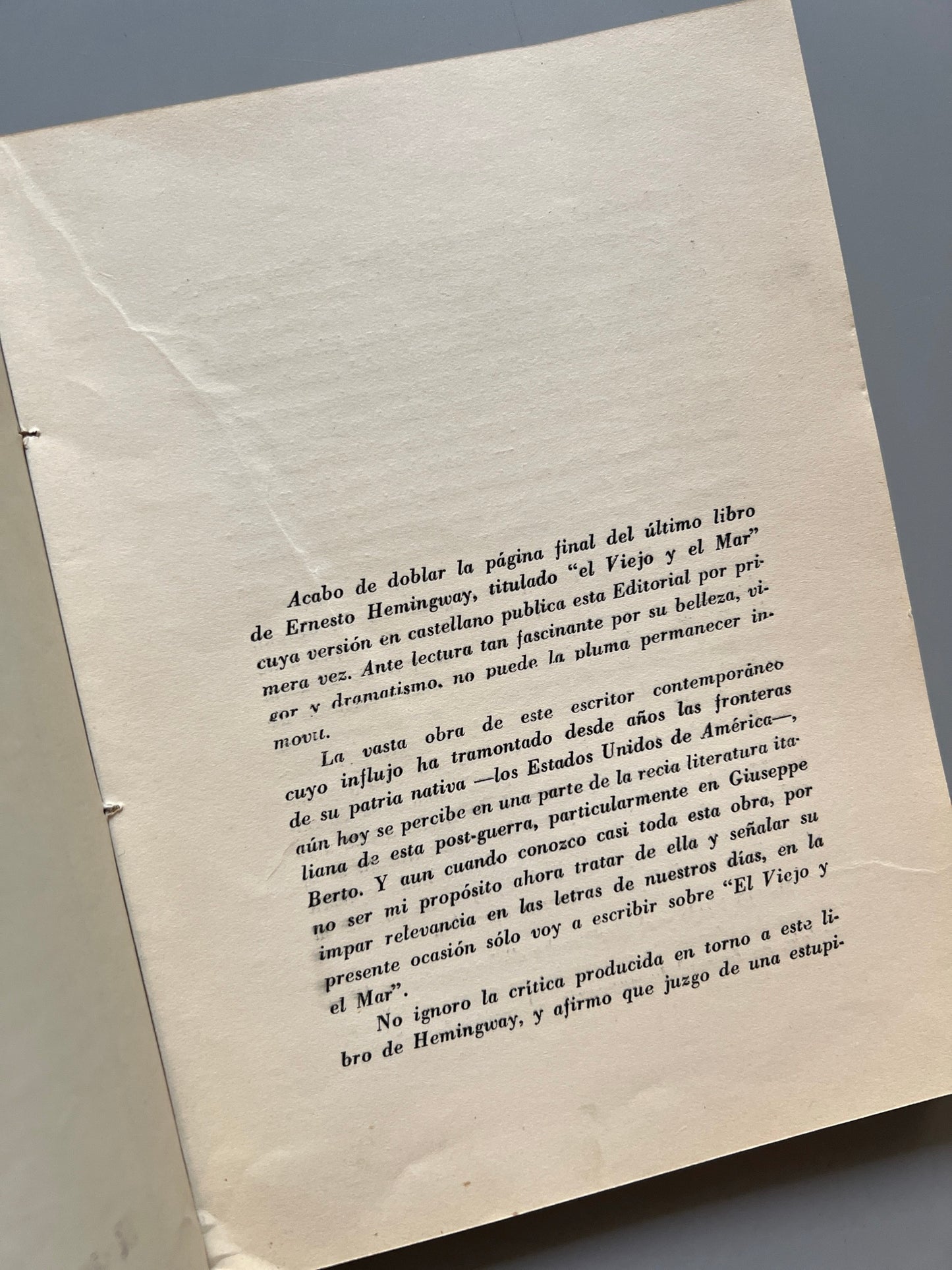 Libro de: El Viejo Y El Mar, Ernest Hemingway (Primera Edición Mexicana) - Editora Elite, Ca. 1955