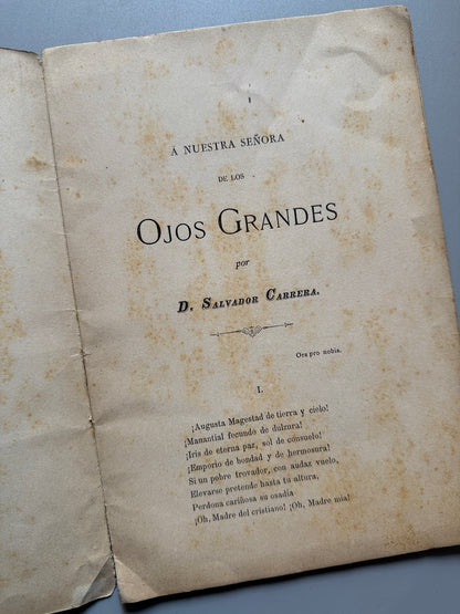 Libro de: A nuestra Señora de los ojos grandes de Lugo, Salvador Carrera - Tipografía Mariana, 1883