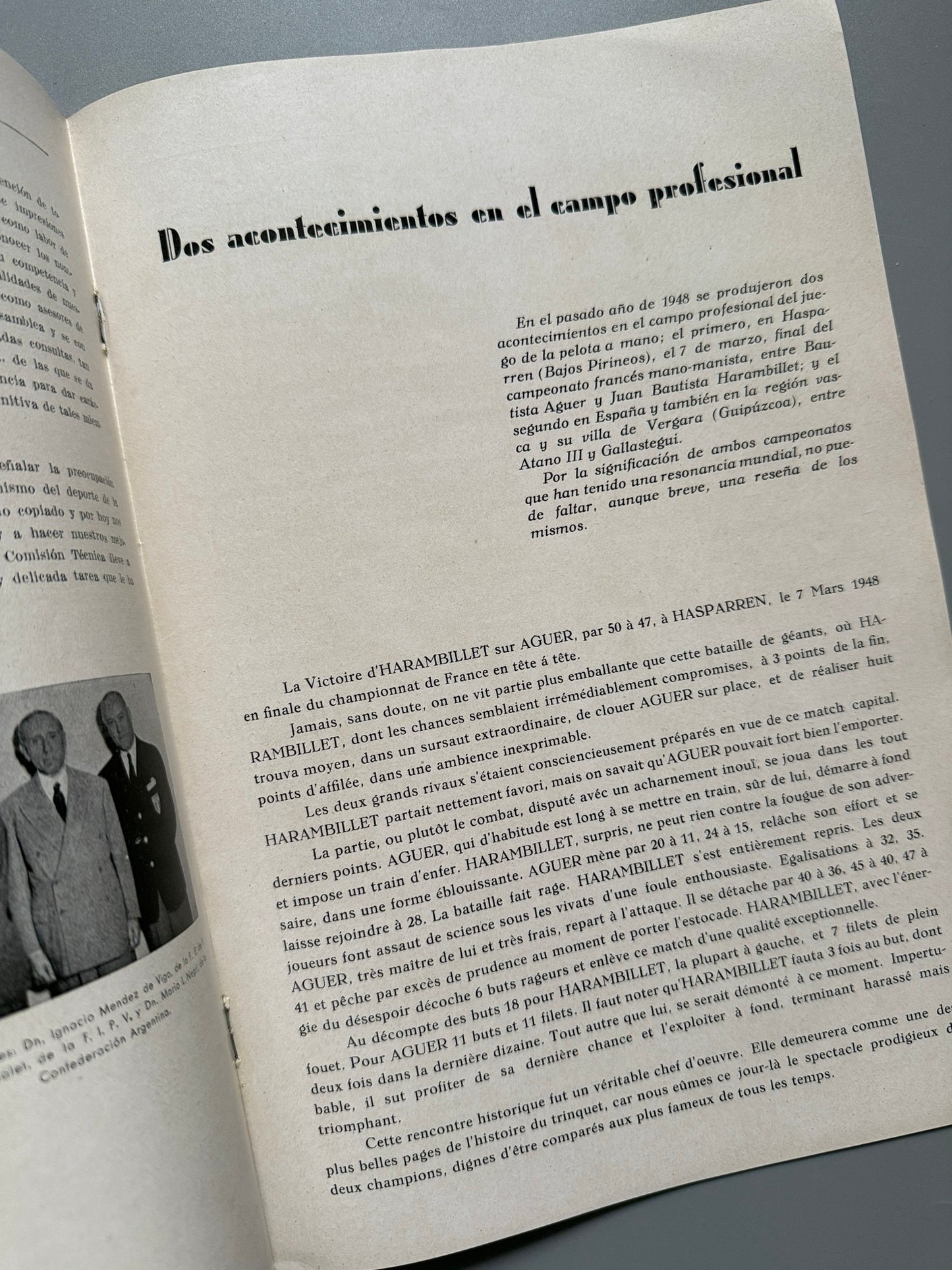 Libro de: Federación Internacional de Pelota Vasca. Boletín nº1 - San Sebastián, enero de 1949