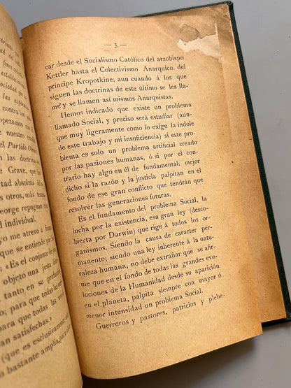 Libro de: Estudio Acerca De El Socialismo, Juan Frías Martí - 1901