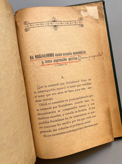 Libro de: Estudio Acerca De El Socialismo, Juan Frías Martí - 1901