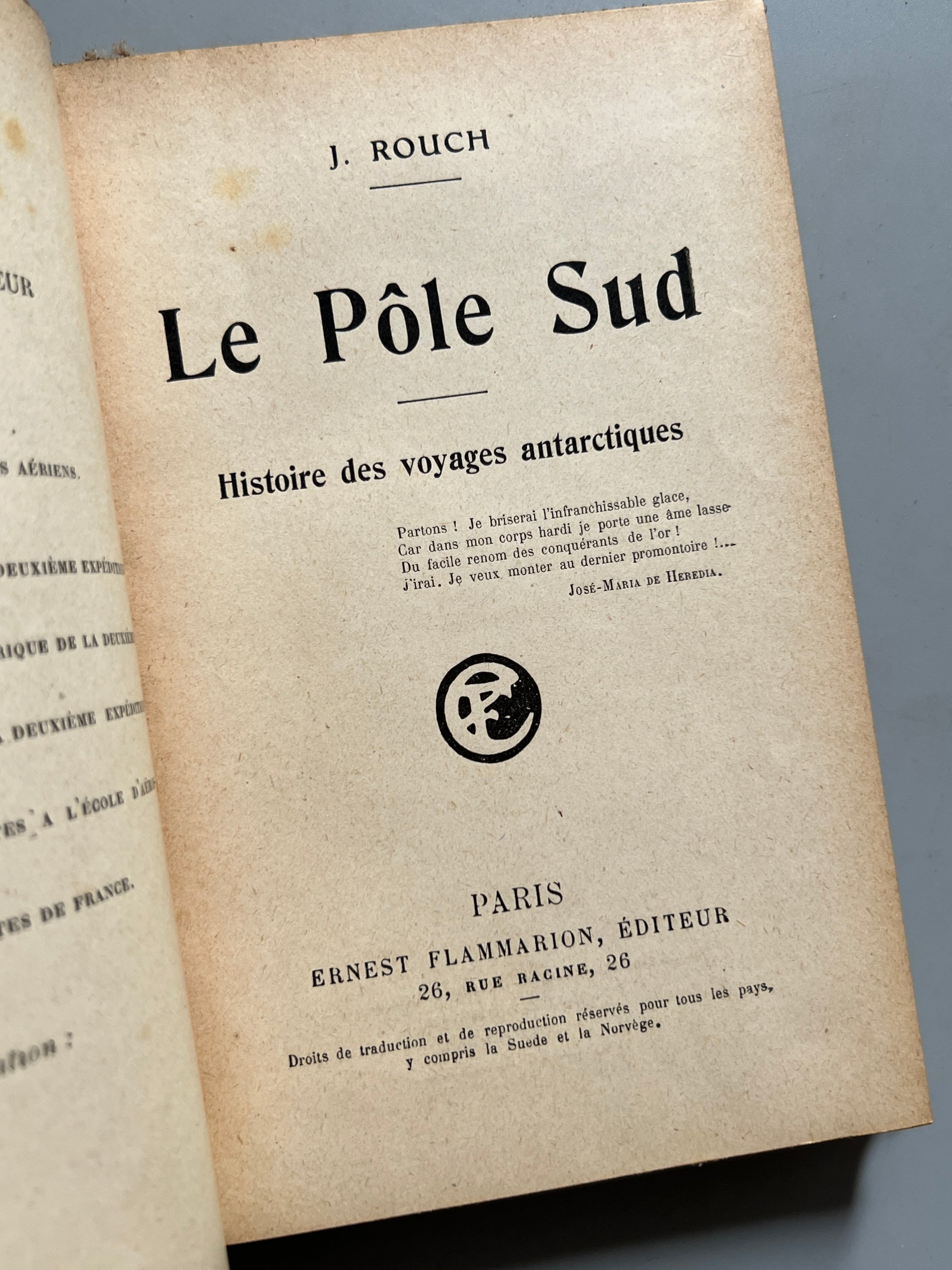 Libro de: Le Pôle Sud, J. Rouch - Ernest Flammarion Editeur, 1921