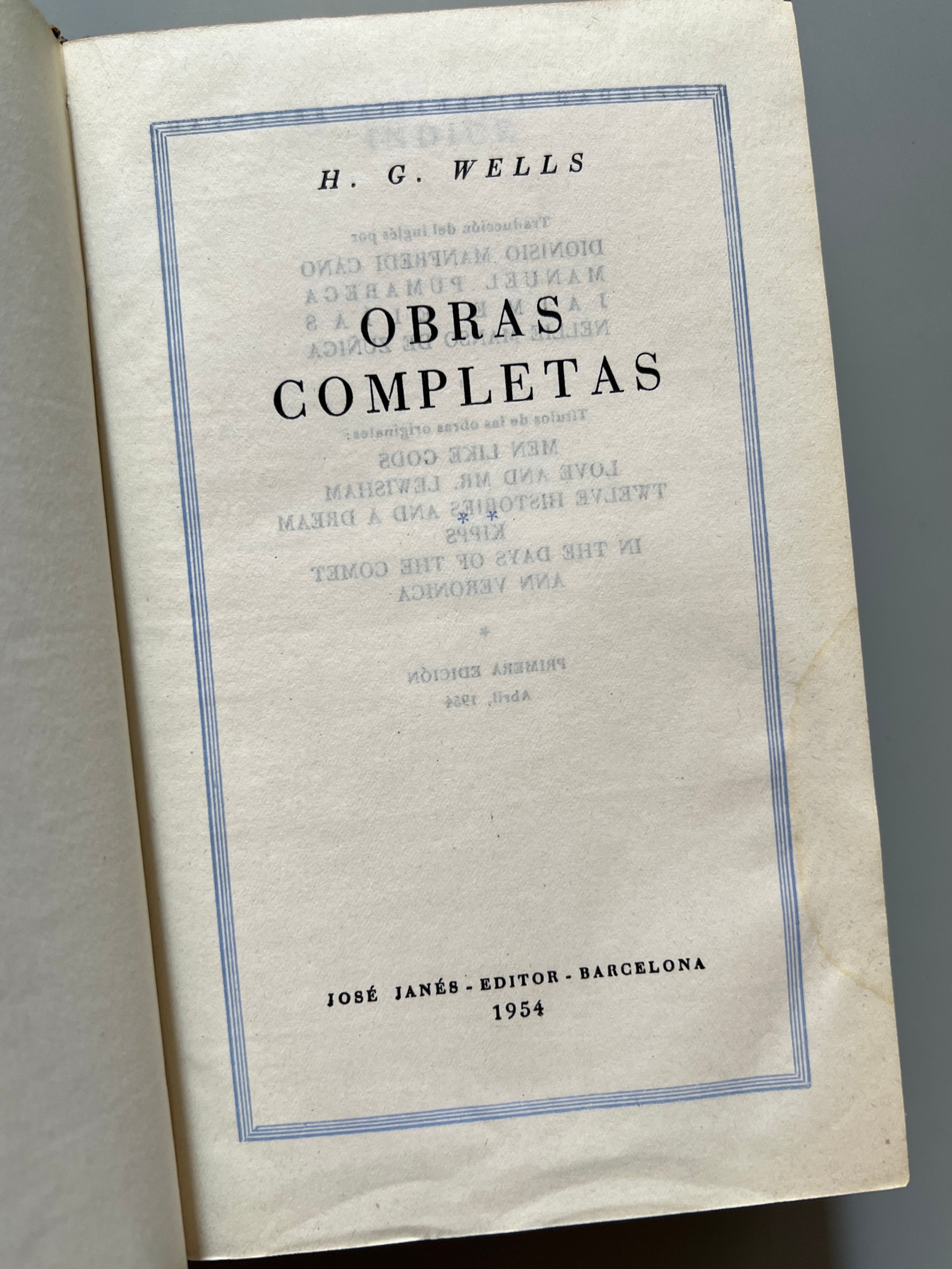 Libro de: Obras Completas, H. G. Wells - José Janés Editor, 1953-1954