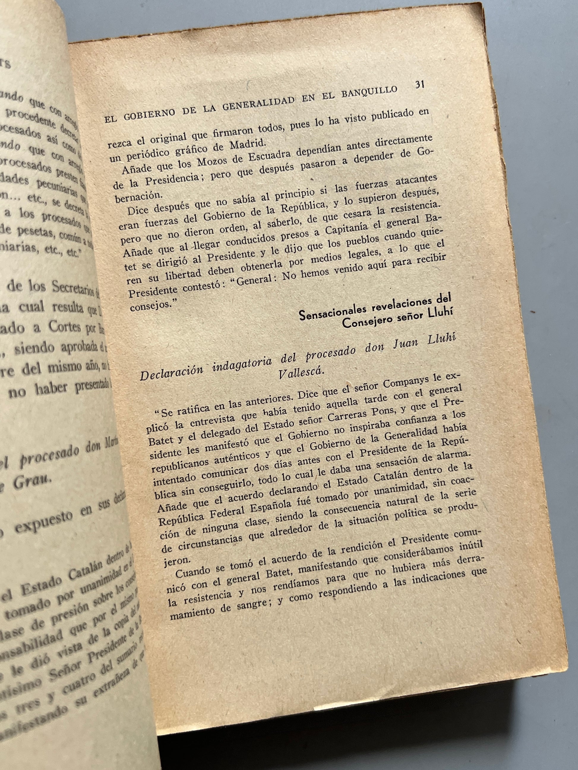 Libro de: El gobierno de la Generalidad en el banquillo, Alardo Prats - Imprenta Salvador Quemades, 1935