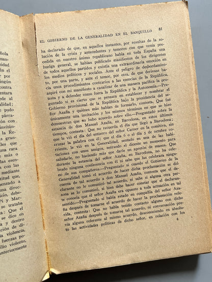 Libro de: El gobierno de la Generalidad en el banquillo, Alardo Prats - Imprenta Salvador Quemades, 1935