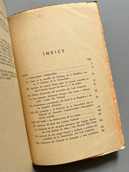 Libro de: El gobierno de la Generalidad en el banquillo, Alardo Prats - Imprenta Salvador Quemades, 1935