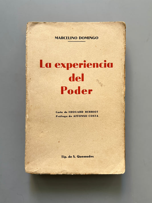 La experiencia del poder, Marcelino Domingo - Tip. De S. Quemades, 1934