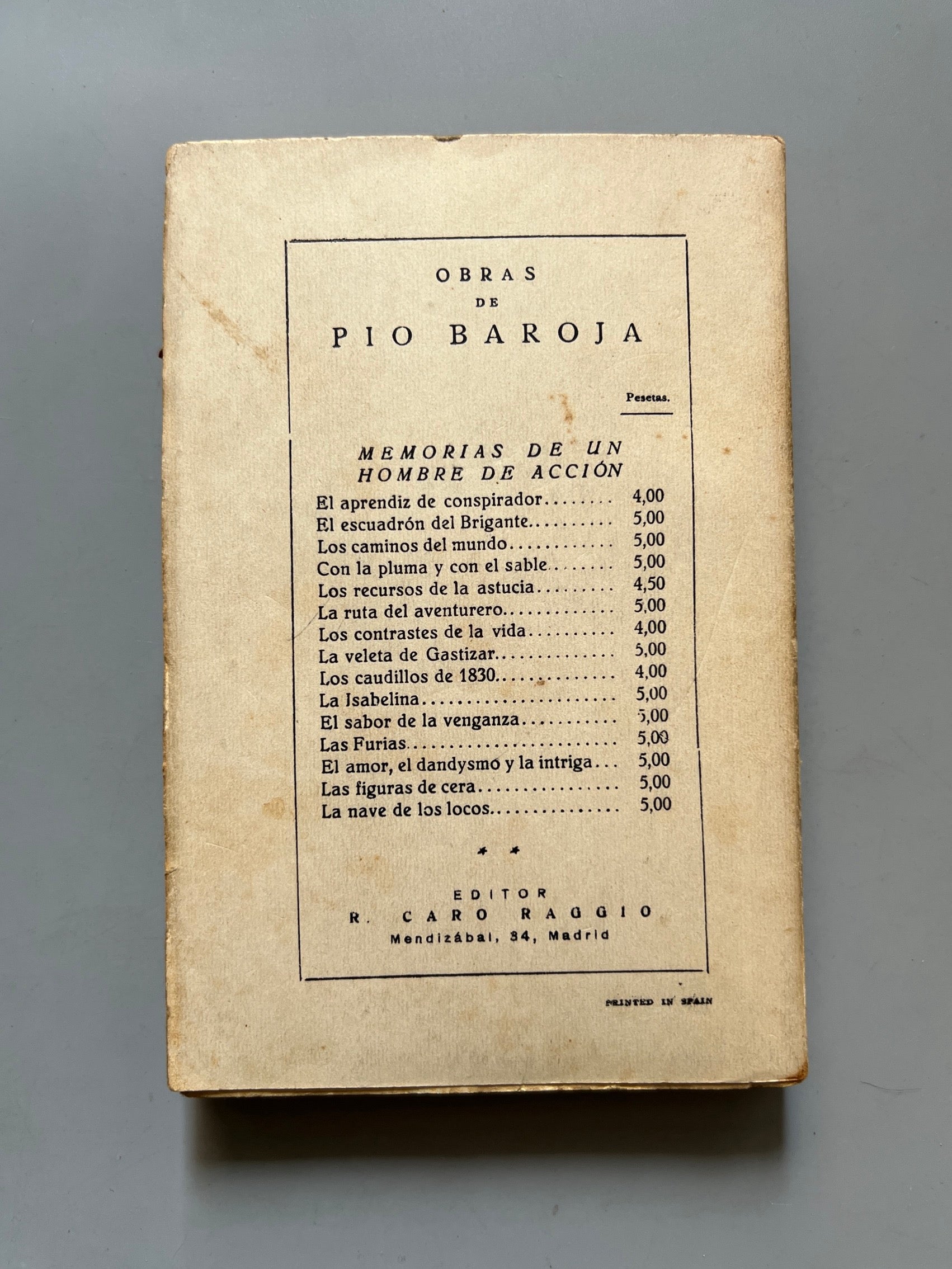 Libro de: La veleta de Gastizar, Pío Baroja - Caro Raggio, 1927