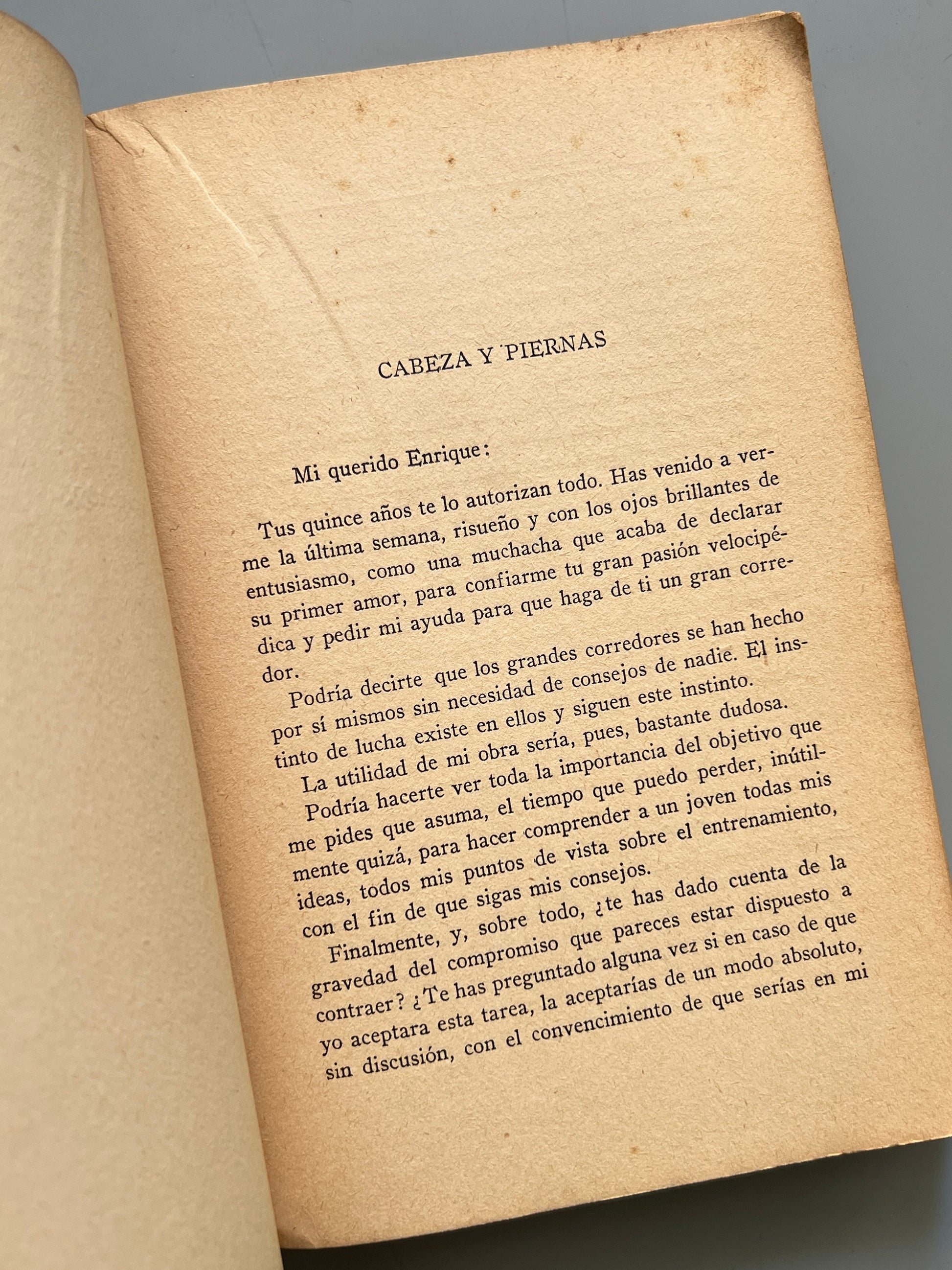 Libro de: Cabeza y piernas. Consejos a los ciclistas, Henri Desgrange (1a edición) - Editorial Juventud, 1935