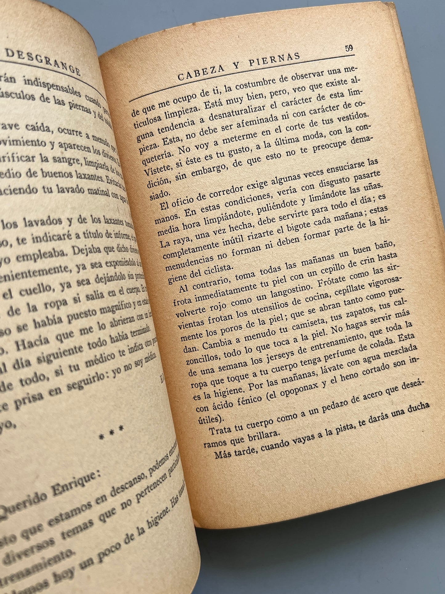 Libro de: Cabeza y piernas. Consejos a los ciclistas, Henri Desgrange (1a edición) - Editorial Juventud, 1935